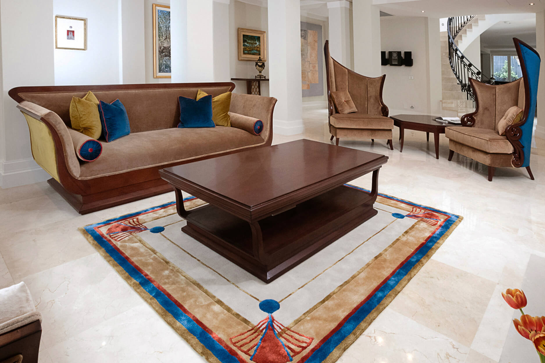 Octangonal Mahogany Coffee Table - Luxury Interior Designer, Mark Alexander